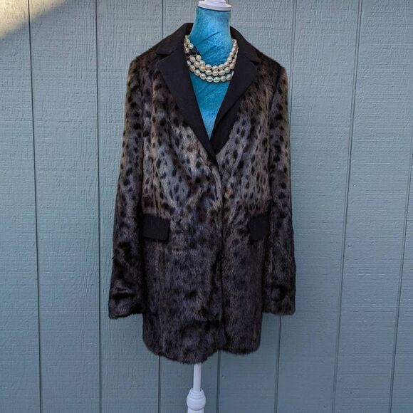 Juicy Couture Faux Fur Ombre Cheetah Print Button up Cardigan. XL - Picture 3 of 10